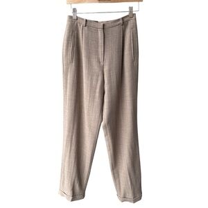 Liz Claiborne Collection Women's Wool Pants Size 4 Tan Pleated Pockets
